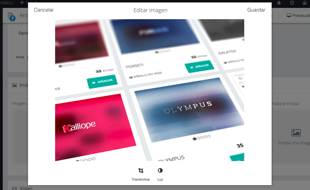 El CMS opennemas.com cuenta con una herramienta para optimizar las fotos