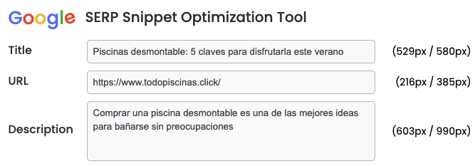 Title y metadescription optimizadas para SEO