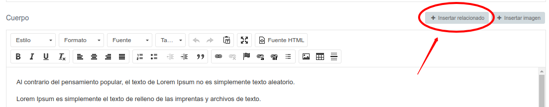 boton insertar relacionado