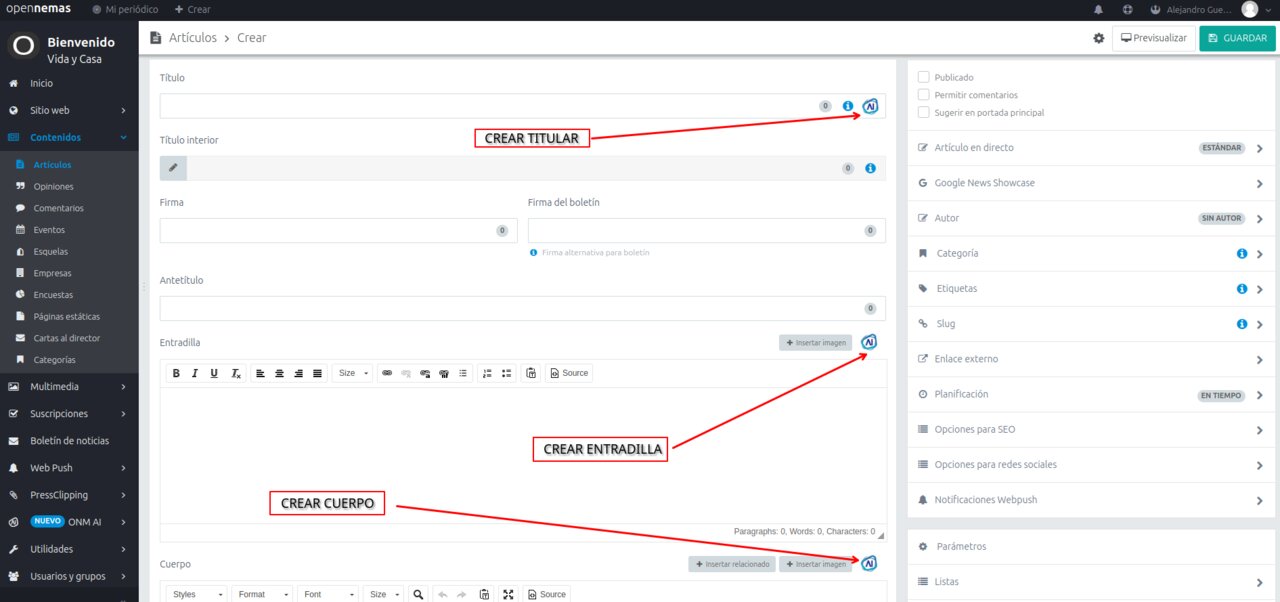 ¿Cómo crear contenido con Opennemas AI?