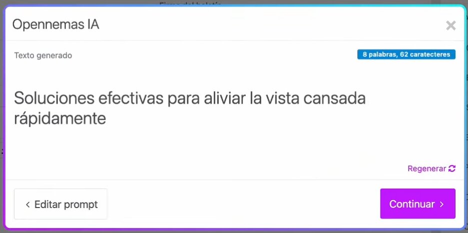 Resultado de crear un titular con Opennemas AI