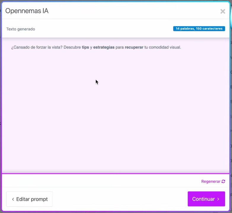 Resultado de crear una entradilla con Opennemas AI