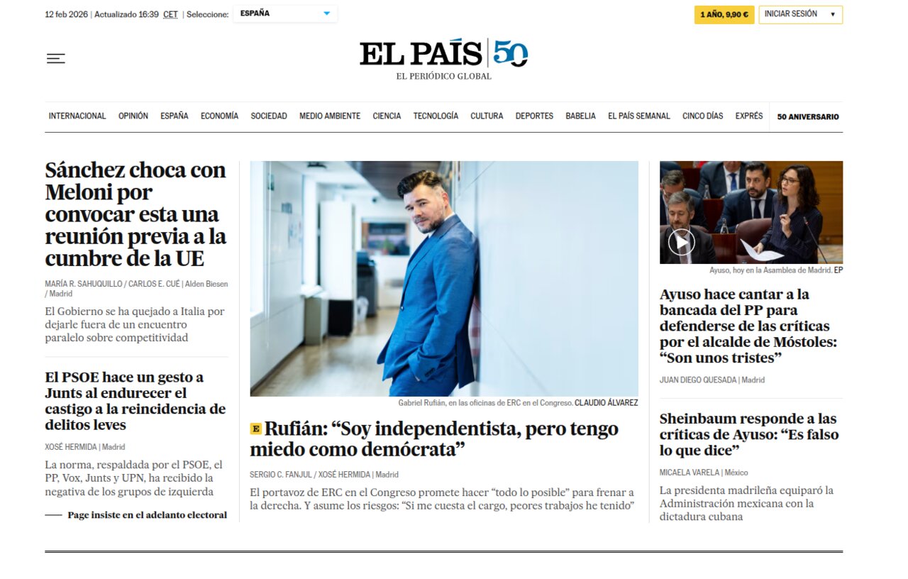 Home con contenidos variados