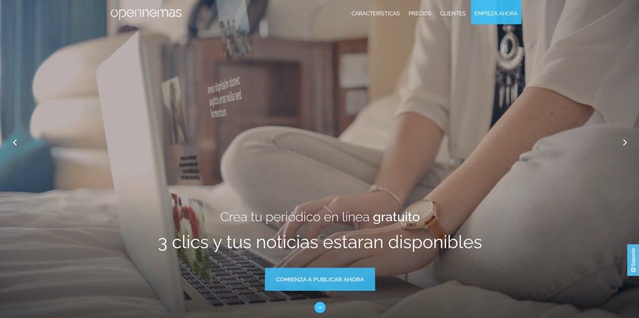 Captura de la versión gratuita de Opennemas